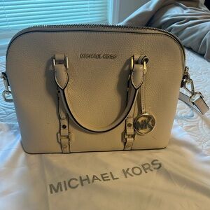 Michael Kors Ivory Dome Satchel with Gold Hardware
